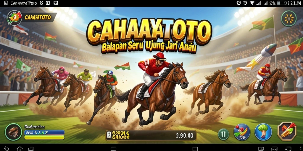 Tampilan screenshot menunjukkan momen menegangkan di lintasan balap CAHAYATOTO.