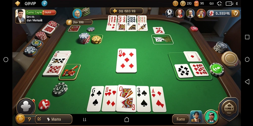 Screenshot utama G9VIP menampilkan gameplay Gaple yang seru.