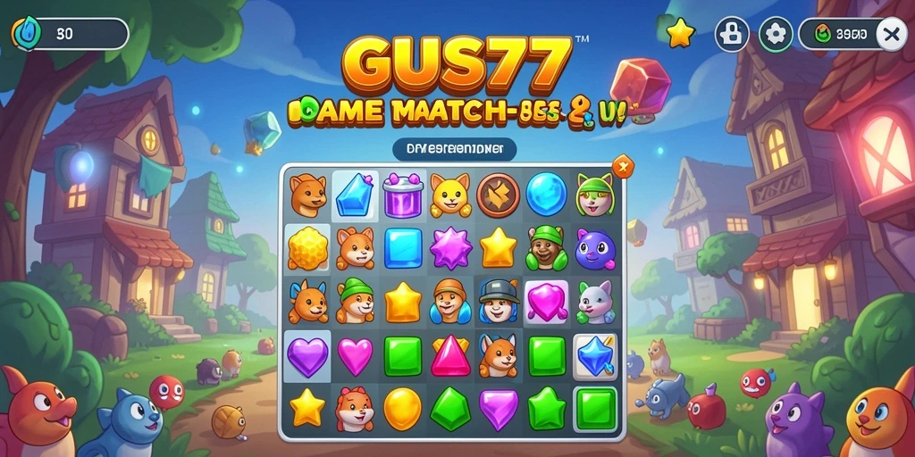 Gameplay seru GUS77 dengan objek berwarna-warni yang menarik.