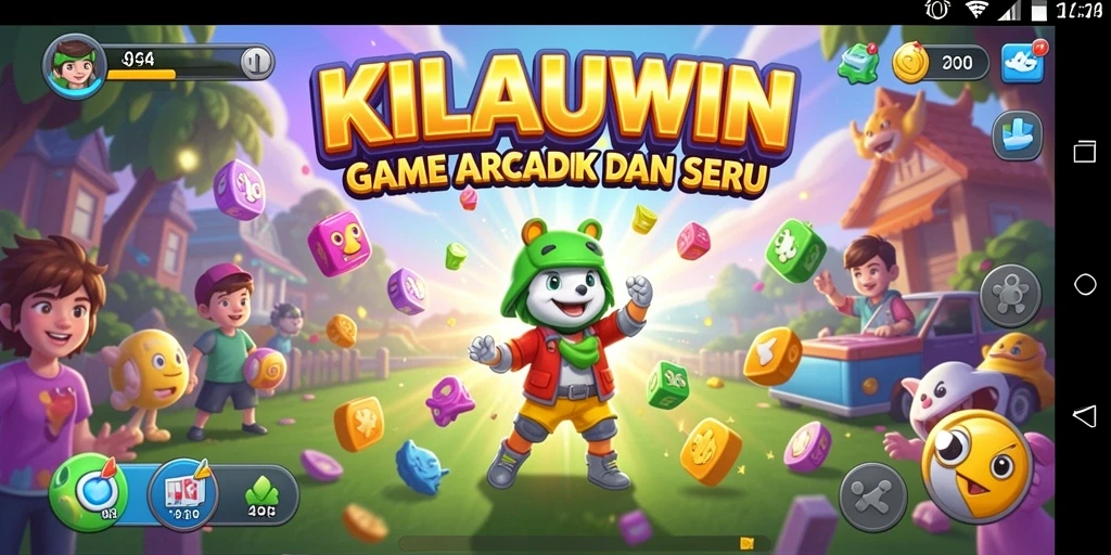 Tampilan gameplay KILAUWIN yang penuh aksi di dalam lingkungan Arcade yang cerah.