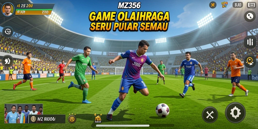 Tangkapan layar MZ356 menampilkan aksi gameplay olahraga yang intens.
