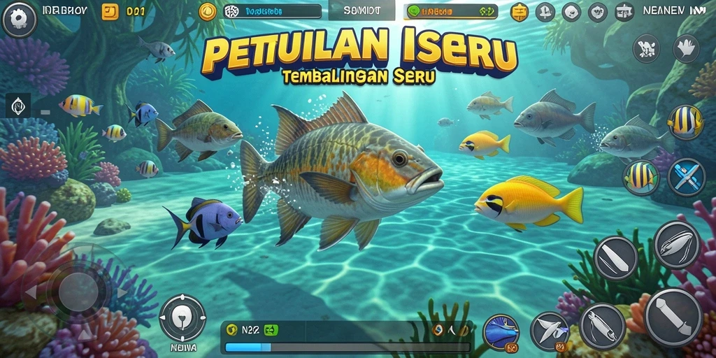 Tangkapan layar N32 dengan gameplay menakjubkan saat menangkap ikan.