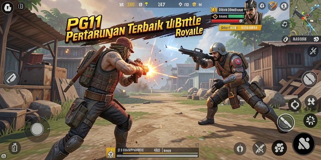 Tampilan utama gameplay PG11 dengan aksi Battle Royale yang seru.