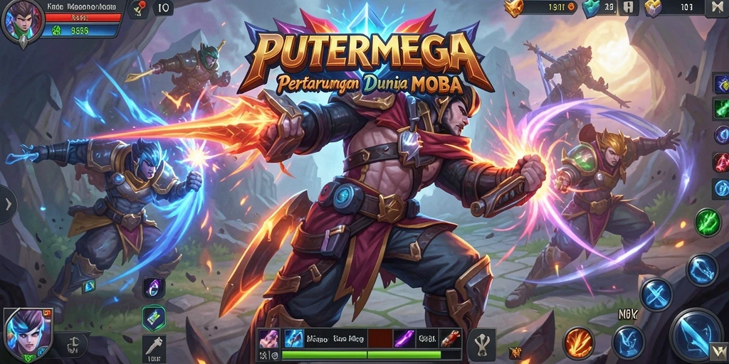 Screenshot gameplay PUTERMEGA yang mendebarkan dengan aksi MOBA.