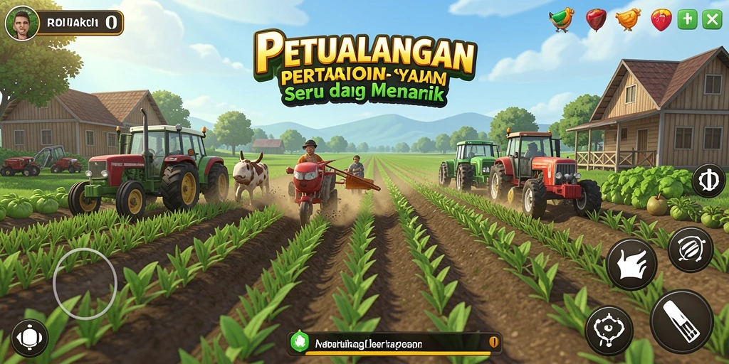 Tampilan gameplay RP8 yang menarik dengan aktivitas bertani.