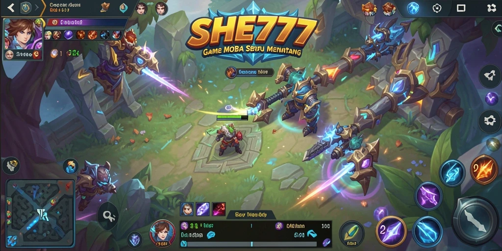 Tampilan gameplay seru dalam SHE777 dengan pertempuran intens.