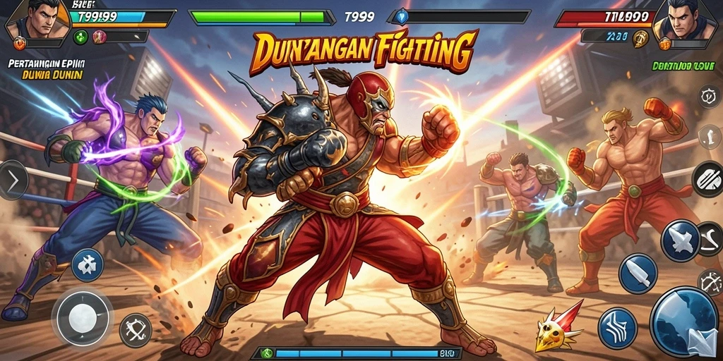 Tangkapan layar gameplay T9999 yang menampilkan aksi pertarungan yang seru.